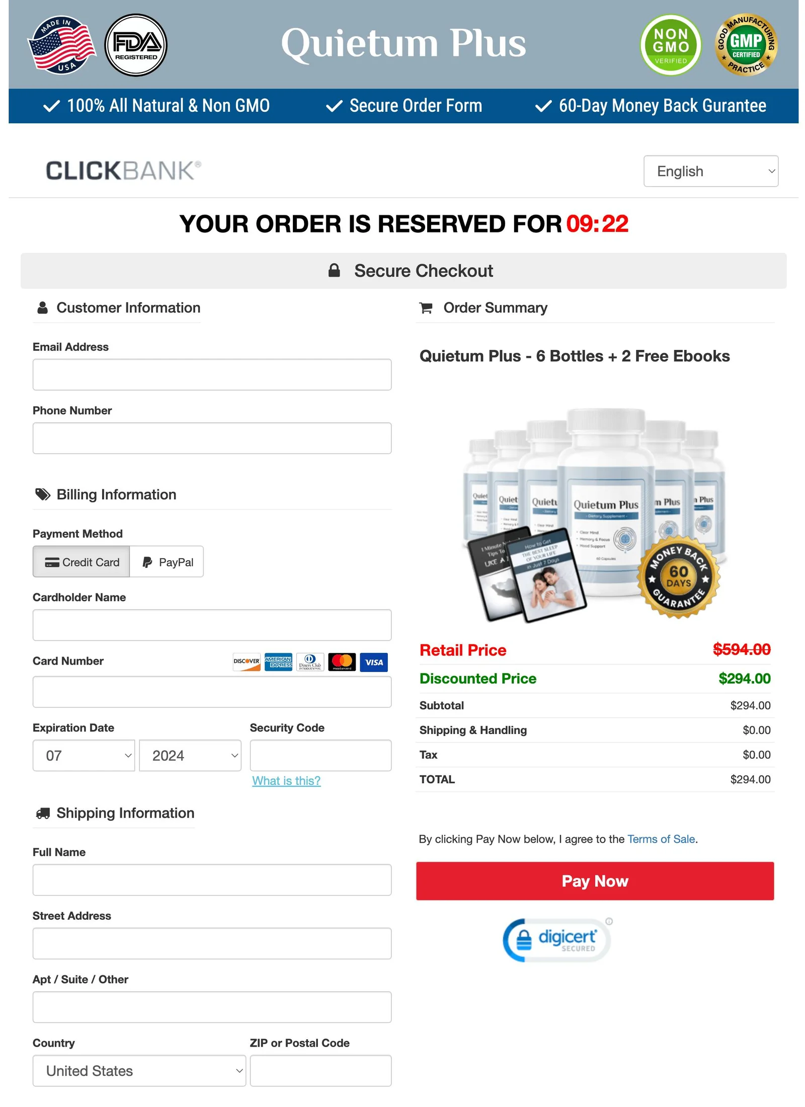 quietum Plus checkout page